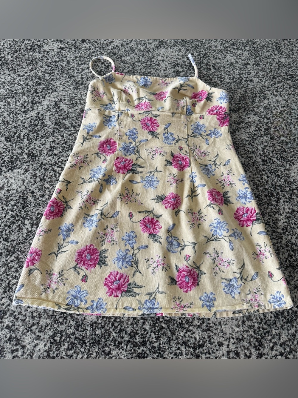 Vintage La Belle Yellow Floral Denim Dress